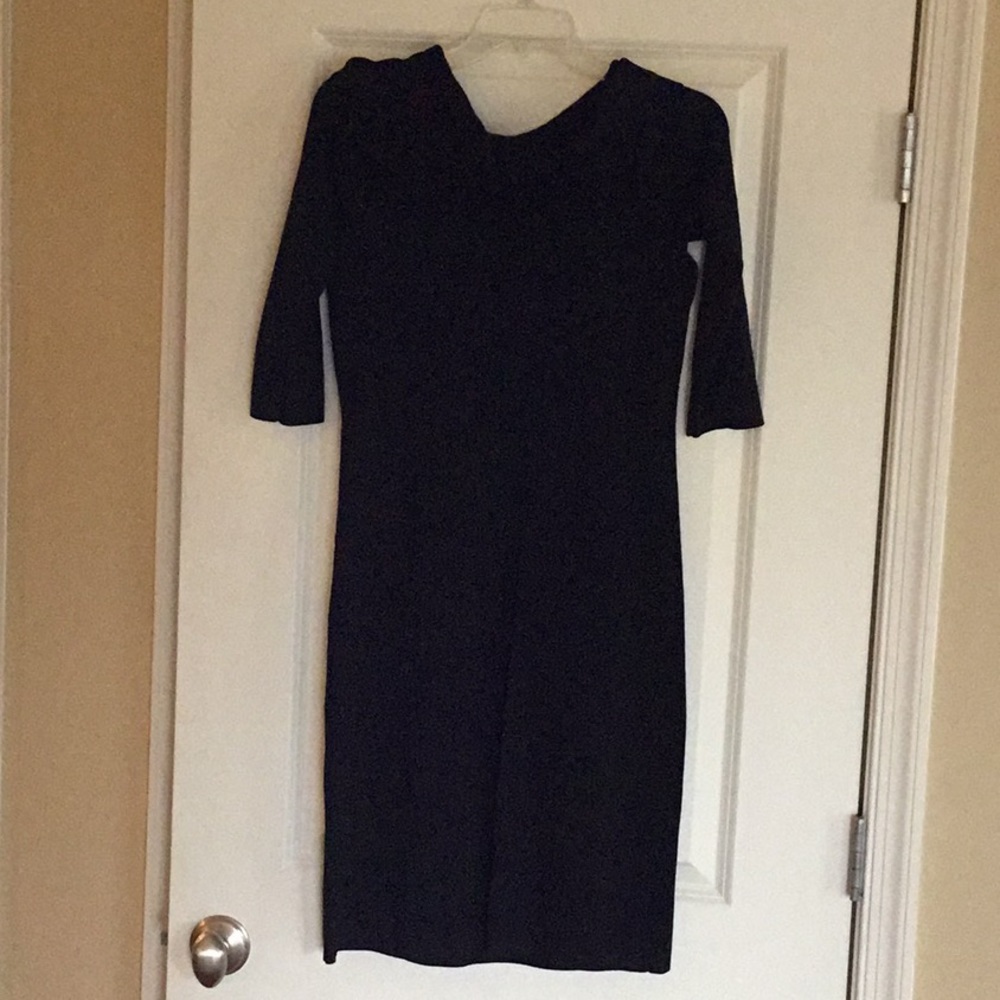 Black knit dress, 3/4 sleeve